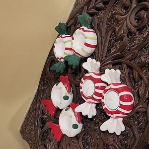 Set of 6 decorative and whimsical tea candle holders - ceramic